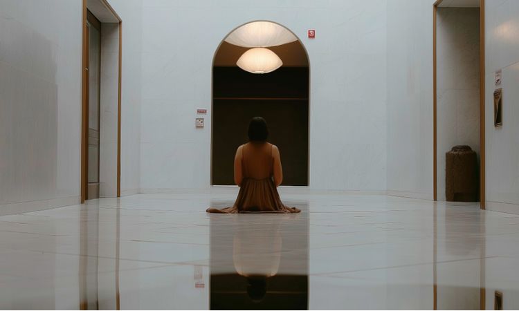 untitled design 2026 07 07t112451.699 Woman sitting alone in a serene minimalist interior, symbolizing inner growth, self-discovery, emotional healing, and personal transformation through quiet reflection.